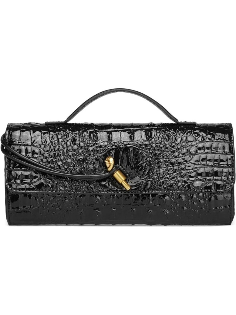 Trendy Vegan Leather Crocodile Evening Clutch Purse & Crossbody Shoulder Bag